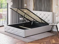 Łóżka - EMWOmeble ŁÓŻKO TAPICEROWANE DO SYPIALNI 160X200 Z POJEMNIKIEM LB-44 WELUR SZARY - miniaturka - grafika 1