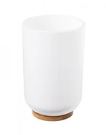 Kubki na szczoteczki do zębów - Domotechnika Kubek na szczoteczki do zębów 72x111 mm, biały/bambus SNOW SH/7579 - miniaturka - grafika 1