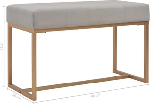 vidaXL Ławka, 80 cm, szara, aksamitna vidaXL - Ławki do przedpokoju - miniaturka - grafika 6