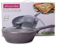 Patelnie - Kamille Patelnia Granitowa Głęboka 24 Cm + Pokrywka Indukcja Km4275gr KM4275GR - miniaturka - grafika 1