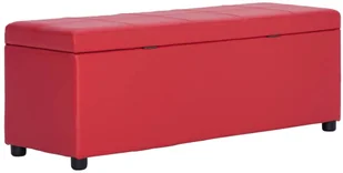 vidaXL Ławka ze schowkiem, 116 cm, czerwona, sztuczna skóra vidaXL - Ławki do przedpokoju - miniaturka - grafika 6