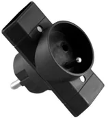 Przedłużacze i rozgałęźniki - Elgotech Rozgałęźnik 1 x Z/U 16 A i 2 x B/U 2 5 A czarny - miniaturka - grafika 1