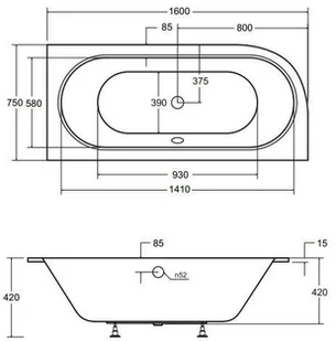 Besco Wanna 160x75 Avita Slim Prawa + Syfon #WAV-160-NP - Wanny - miniaturka - grafika 9