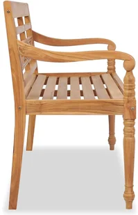 vidaXL Ławka Batavia 2-osobowa, drewno tekowe, 120 x 51,5 84 cm - Ławki ogrodowe - miniaturka - grafika 3