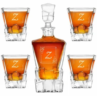 Murrano Karafka Ice Blink i 4 szklanki z grawerem dla konesera whisky KARIB_4xSZIB-036 - Karafki - miniaturka - grafika 32