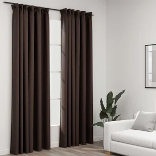 vidaXL Zasłony stylizowane na lniane, 2 szt., taupe, 140x245 cm - Zasłony - miniaturka - grafika 5