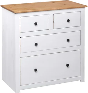 vidaXL Szafka, biała, 80 x 40 x 83 cm, drewno sosnowe, seria Panama vidaXL - Szafki do salonu - miniaturka - grafika 5