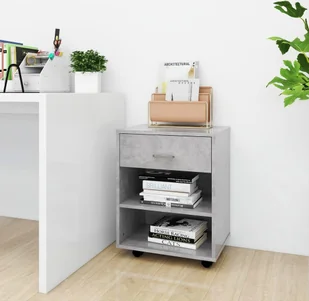 vidaXL Szafka na kółkach, szarość betonu, 46x36x59 cm, płyta wiórowa - Szafki do salonu - miniaturka - grafika 2