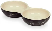 Miski dla kotów - Nobby koty ceramika podwójna miska, 22,0 cm, czarny-beżowy - miniaturka - grafika 1