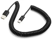 Kable USB - System-S USB Type C 3.1 do 2.0 przewodem spiralnym kablem do transmisji danych i ładowania USB Adapter sieciowy 100  200 cm Czarny - miniaturka - grafika 1
