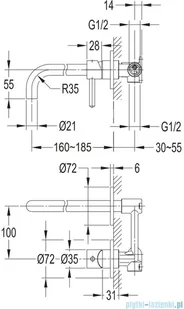 Omnires Y bateria umywalkowa podtynkowa złota Y1215HZL - Baterie podtynkowe - miniaturka - grafika 2