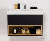 Szafki łazienkowe - Szafka z umywalką czarny mat 85/43 seria Space SPA-C-U80/43 + STANCE-85 - miniaturka - grafika 1