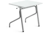 Meble do szkół i przedszkoli - AJ Produkty Biurko szkolne z regulacją wysokości ADJUST, 700x600 mm, HPL z redukcją hałasu, biały, srebrny - miniaturka - grafika 1