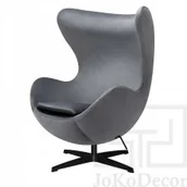 Fotele - King Home Fotel EGG CLASSIC VELVET BLACK ciemny szary - welur, podstawa czarna JH-026.DGREY.71B [11783627] - miniaturka - grafika 1