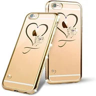 Etui i futerały do telefonów - TheSmartGuard TheSmartGuard Błyszczące etui kompatybilne z iPhone 6S-6 etui błyszczące ze strasu etui ochronne (4,7 cala) Glamour Glitzer Crystal Look z kamieniami stras iPhone 6S-6 - kolor: złoty T-00357 - miniaturka - grafika 1