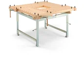 Stoły warsztatowe - AJ Produkty Stół stolarski dla 4 osób, gazowa regulacja, 1300x1300 mm, buk - miniaturka - grafika 1