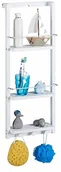 Akcesoria łazienkowe - Relaxdays bambusowy regał prysznicowy, 3 półki, listwa z haczykami, do zawieszenia, bez wiercenia, łazienka Caddy, wys. x szer. x gł.: 70 x 28,5 x 10,5 cm, biały (10023246) - miniaturka - grafika 1