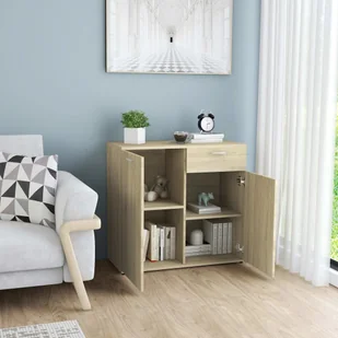 vidaXL Szafka, dąb sonoma, 80x36x75 cm, płyta wiórowa - Komody - miniaturka - grafika 3