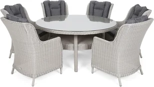 HOME &amp; GARDEN HOME & GARDEN Meble ogrodowe technorattanowe Bristol Round Elegant 150 cm White / Grey 6+1 946651 - Meble ogrodowe - miniaturka - grafika 2