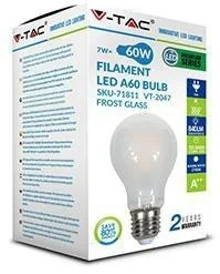V-TAC Żarówka LED 7W A60 E27 Cross Filament A++ Mrożona VT-2047 2700K 840lm - Żarówki LED - miniaturka - grafika 2