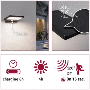 Paulmann Solveig solarna lampa ścienna LED czujnik - Lampy ogrodowe - miniaturka - grafika 4