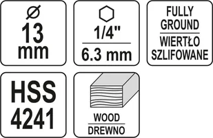 Yato WIERTŁO DO DREWNA SPIRALNE 13MM HEX - Wiertła - miniaturka - grafika 7