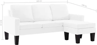 vidaXL 3-osobowa sofa z podnóżkiem, biała, sztuczna skóra - Narożniki - miniaturka - grafika 7