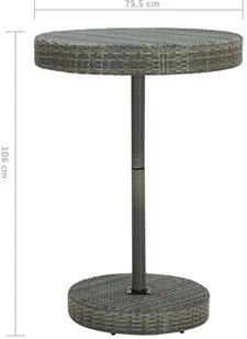 vidaXL Stolik ogrodowy, szary, 75,5 x 106 cm, polirattan - Stoły ogrodowe - miniaturka - grafika 4