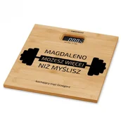 Wagi łazienkowe - Murrano Waga bambusowa łazienkowa z nadrukiem dla żony sportowca fitneski s WAG2-020 - miniaturka - grafika 1