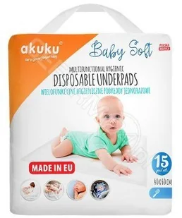 Akuku Podkład jednorazowy 40x60 Baby Soft 15szt. - Inne akcesoria do pielęgnacji dzieci - miniaturka - grafika 2