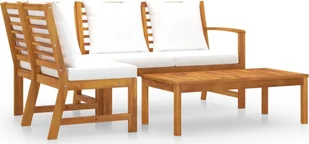 vidaXL 4-cz zestaw wypoczynkowy do ogrodu poduszki drewno akacjowe Brąz - Meble ogrodowe - miniaturka - grafika 6