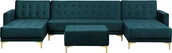 Narożniki - Beliani Narożnik rozkładany 5-osobowy z otomaną welurowy zielony ABERDEEN 147095 - miniaturka - grafika 1
