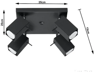 Euluna Spot sufitowy Square, czarny 4-punktowy kwadrat - Lampy sufitowe - miniaturka - grafika 2