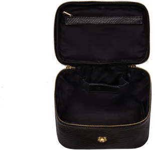 Solier Gold for Women Skórzana kosmetyczka damska FK01 Solier czarny wąż - Kosmetyczki, organizery i kuferki - miniaturka - grafika 3