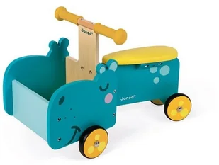 Janod drewniany jeździk ze skrzynią Hipopotam - Jeździki dla dzieci - miniaturka - grafika 8