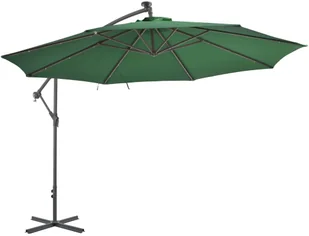 vidaXL Parasol wiszący z LED i metalową rurą, 350 cm, zielony - Parasole ogrodowe - miniaturka - grafika 2
