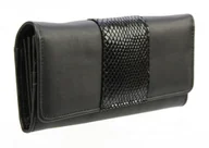 Portfele - PolskaGalanteria.pl Portfel Damski PolskaGalanteria Z Lakierowaną Wstawką Długi Max Z Suwakiem Skóra Naturalna CZARNY WZÓR III KP D13-WST - miniaturka - grafika 1