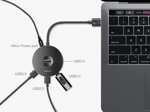 Baseus Hub USB Baseus CAHUB-G01 3x USB 2.0 1x USB 3.0 kolor czarny - Huby USB - miniaturka - grafika 12