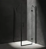 Kabiny prysznicowe - Omnires MANHATTAN Kabina prysznicowa prostokątna 80x90 uchylna MH8090BLTR Czarny mat - miniaturka - grafika 1