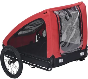 VidaXL Lumarko Przyczepka rowerowa dla zwierzaka, czerwono-czarna 92594 VidaXL - Sprzęt podróżny i transportery dla psów - miniaturka - grafika 3