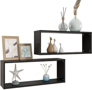 VidaXL Lumarko Półki ścienne kostki, 2 szt., czarne, 60x15x23 cm, płyta 807136 VidaXL - Półki do salonu - miniaturka - grafika 4