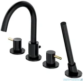 Baterie wannowe i prysznicowe - Omnires Y bateria wannowa 4-otworowa kompletna czarna/złota Y1232BLGL - miniaturka - grafika 1