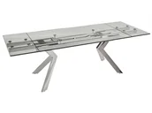 Stoły - Unique Vente Rozkładany stół jadalniany VELIKA Szkło hartowane i metal 6-8-osobowy - miniaturka - grafika 1