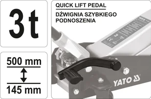 Yato PODNOŚNIK HYDRAULICZNY TYPU ŻABA Z DŹWIGNIĄ SZYBKIEGO PODNOSZENIA 3T YT-17213 - Podnośniki - miniaturka - grafika 2