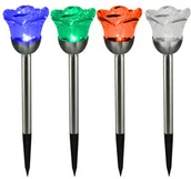 Lampy ogrodowe - Polux Rose inox 6500K+RGB Lampka solarna 312198 312198 - miniaturka - grafika 1