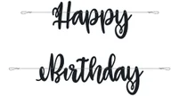 Dekoracje sali - UNIQUE Baner czarny z napisem Happy Birthday - 107 cm - 1 szt. U73148 - miniaturka - grafika 1