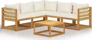 vidaXL 6-cz. zestaw wypoczynkowy do ogrodu, kremowe poduszki, akacja 3057643 - Meble ogrodowe - miniaturka - grafika 2