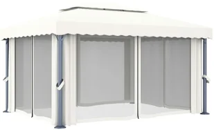 vidaXL Altana ogrodowa z zasłonami, 4 x 3 m, kremowa - Altany ogrodowe - miniaturka - grafika 4