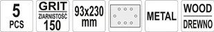 YATO Arkusze ścierne z rzepem i otworami 93x230 p150 5szt YT-83495 - Materiały ścierne - miniaturka - grafika 3