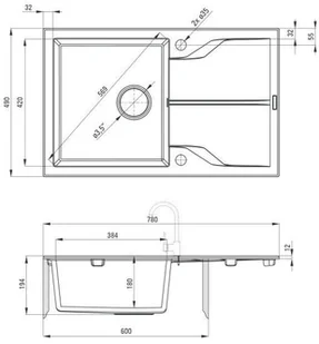 Deante Andante 1-komorowy z ociekaczem - nero ZQN_N113 ZQN N113 [14850115] - Zlewozmywaki - miniaturka - grafika 6